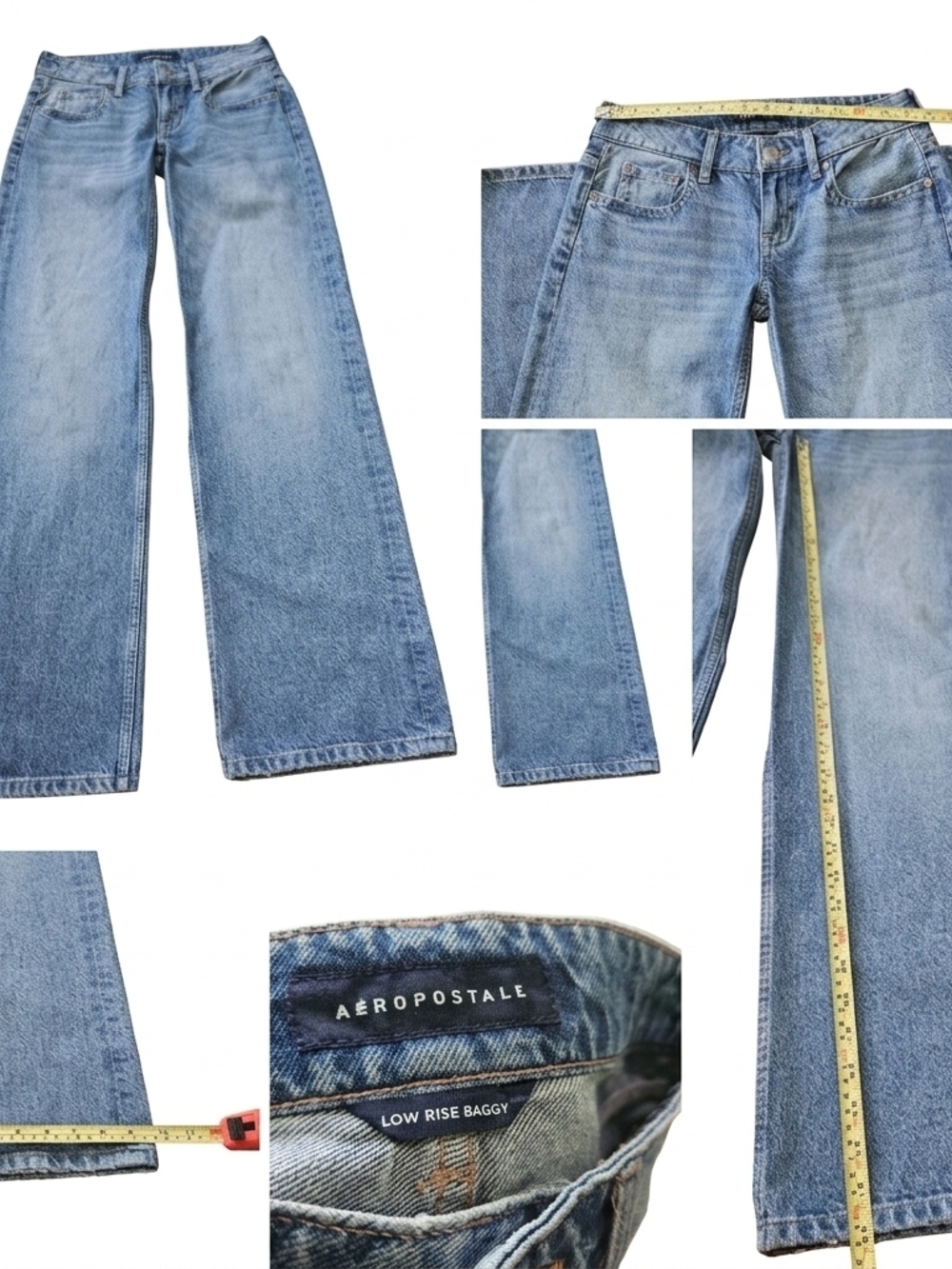 Aeropostale Light Wash Blue Low Rise Baggy Flare Jeans